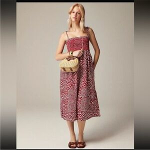 J. Crew Paloma dress in strawberry swirl cotton poplin Midi Size Medium